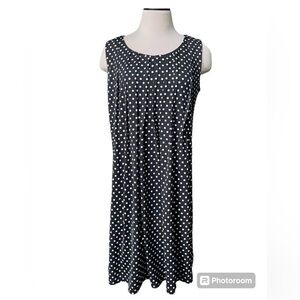 RONNI NICOLE Black with White Polka Dot Swing Dress‎ Stretchy Pintuck Size 10